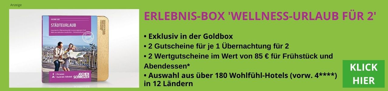 ERLEBNIS BOX WELLNESS URLAUB FÜR 2 von Jochen Schweizer